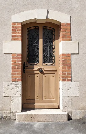pose de porte d'entrée sur mesure en bois